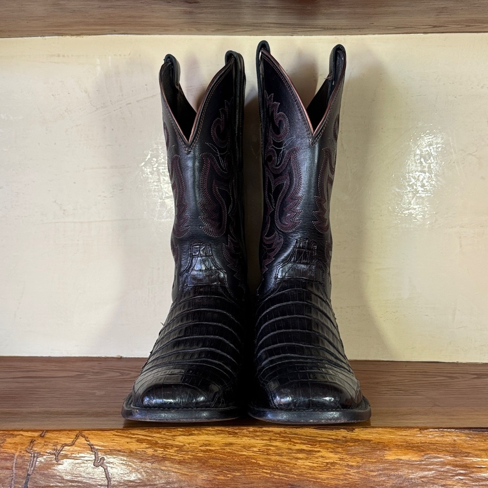 Lucchese Black Crocodile Western Boots